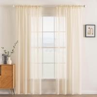 Cortinas Sólidas Y Transparentes Para Ventana 1 Panel Elegante Voile Para Dormitorio Y Sala De Estar En Color Crema Beige - details 0