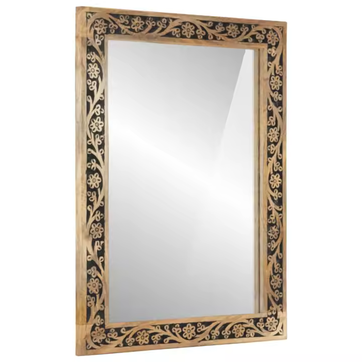 vidaXL Espejo de baño madera maciza de acacia y vidrio 50x70x2,5 cm - 1