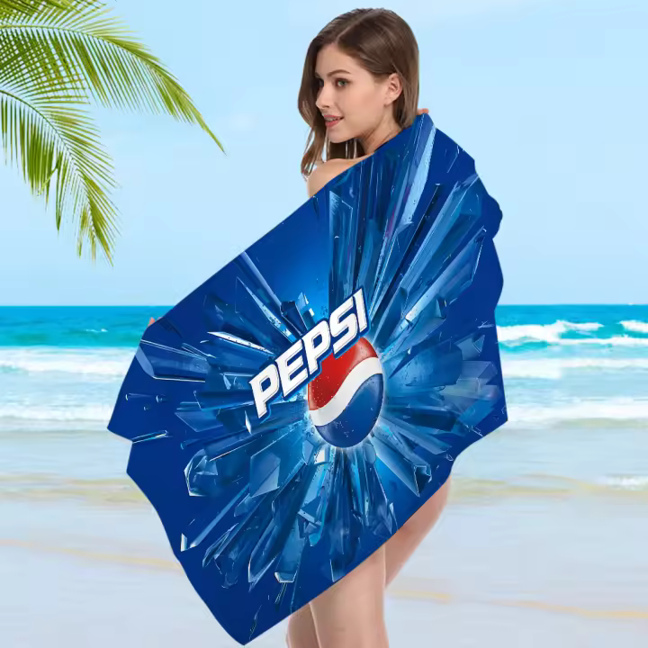 Toalla De Playa Anime P-Pepsi C-Coca Logo Absorbente Y Suave Para Niños Regalo Ideal Para Camping Gimnasio Toalla De Baño Rectangular Tamaño 30x60 Cm - 1