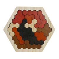 Juego De Rompecabezas Hexagonal Alien Tangram Bloque De Puzzle Clásico Para Niños Juguetes Educativos De Madera Unisex - details 13