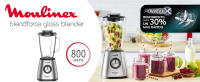 Moulinex batidora de vaso potente, 5 velocidades, función Pulse, 6 cuchillas Powelix, cuerpo de acero inoxidable, jarra de cristal termorresistente de 1,75 l, pica hielo, 800 W, LM439D - details 0