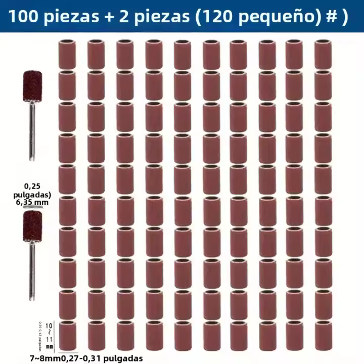 Kit De 102 Piezas De Cinturones De Pulido 1/2 1/4 Pulgada Mandril De Pulido 80/120/180 Grafito Adecuado Para Taladro De Uñas Herramientas Abrasivas - 1
