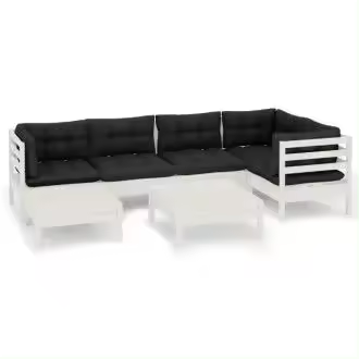 VIDAXL 3096545 set de muebles para exterior de 7 piezas color blanco con cojines gris antracita vida xl - 1