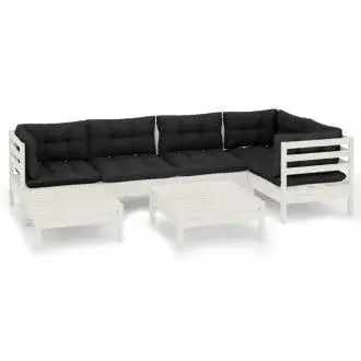 VIDAXL 3096545 set de muebles para exterior de 7 piezas color blanco con cojines gris antracita vida xl - 1