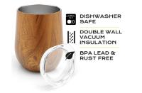 Set de Mate Argentino para Yerba Mate Balibetov - Kit Mate de Vaso para Mate Pared Doble de Acero Inoxidable 18/8 - Incluye Dos Bombilla Mate y un Cepillo para Limpiar la Bombilla (235 ml, Madera) - details 3