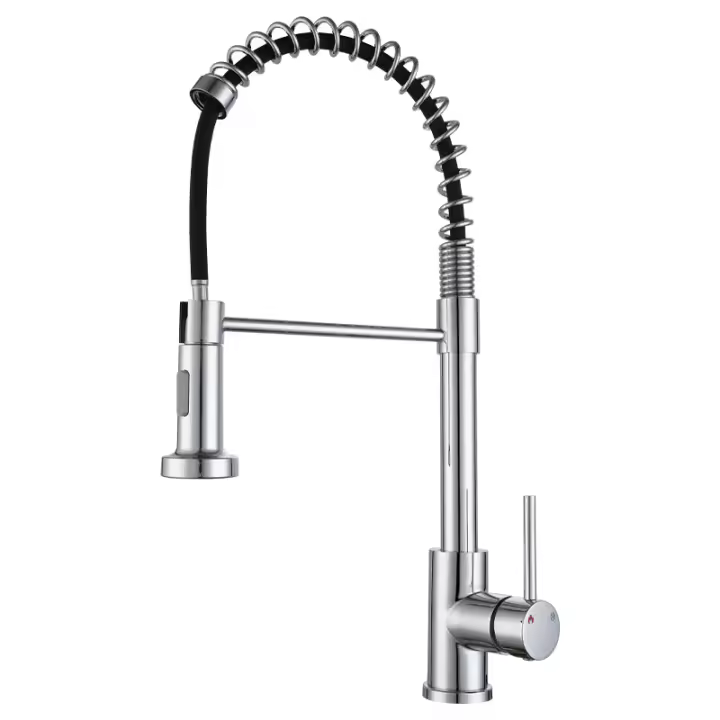 Grifo de Cocina Spring, mezcla monomando para fregadero de cocina de latón con Ducha extraible (cromo) - 1