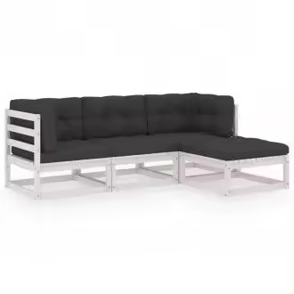 VIDAXL juego de sofás modulares con cojines para jardín de madera de pino blanco y gris antracita vida xl - 1