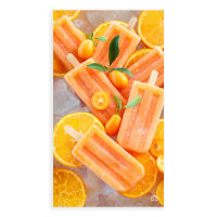 Manterol - Toalla de playa helado naranja. Tejido liso por un lado y rizo secado rápido, suave y esponjoso. - details 1