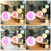 Cadena De Luces RGB 50FT Impermeable G40 Para Jardín Decoración De Navidad Colores Conectables Luces Colgantes Para Exterior - details 1
