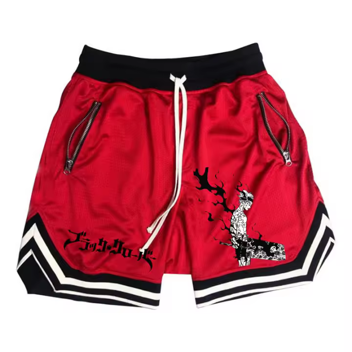 Shorts De Baloncesto Anime Black Clover Para Hombre Estampado De Rayas Shorts De Deporte Y Gimnasio Transpirables Para Entrenamiento Y Ejercicio - 1