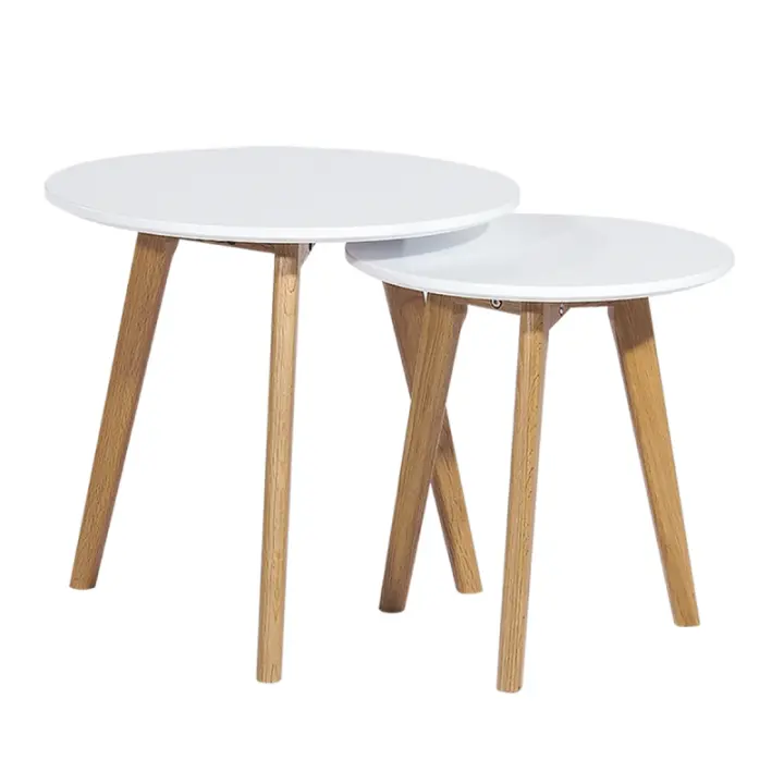 Mesa ANKARA, - nido -, 2 mesas, baja, madera, lacada blanca - 1