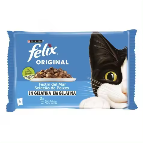 Felix Original Selección De Pescados Sobres En Gelatina Para Gatos 4 X 85 Gr - 1