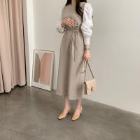 Vestido Wrap Vintage REALEFT Para Mujer Con Cinturón Manga Larga Cuello Redondo Adecuado Para Oficina Estilo Elegante Talla Regular Longitud De Pierna - details 9