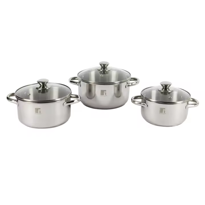 San Ignacio Batería de Cocina 6 Piezas en Acero Inoxidable con Tapas de Vidrio - 1