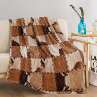 Manta De Terciopelo Suave Con Patrón De Parches Apto Para Niños Adultos Y Adolescentes Para Sofá Cama Manta Caliente Para Viajes Y Picnics - details 4