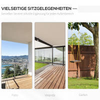 Taburete tilting para 2 personas, de Madera maciza, ideal para Terrazas y patios, color Blanco, dimensiones 117x69x60cm - details 1