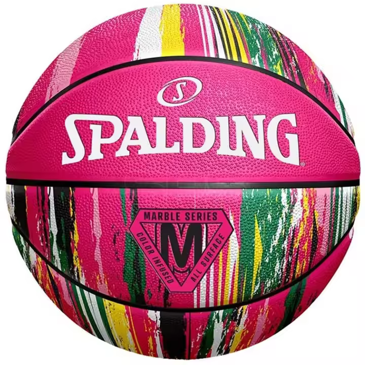 Balon Spalding modelo Marble Series Pink Sz6 Rubber Basketball en color Rosa - 1
