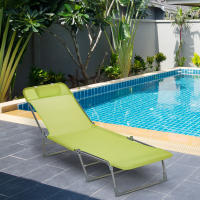 Outsunny Tumbona Plegable y Reclinable de Jardín con Reposacabezas y Respaldo Ajustable en 5 Niveles Tela de Texteline Transpirable 182x56x24,5 cm Marrón - details 2