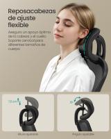 Silla de Oficina, Escritorio de Malla, Giratoria Ergonómica, Soporte Lumbar, Oscilante, Asiento de 53 cm, Apoyabrazos Abatibles, Reposacabezas, Beige y Negro - details 8