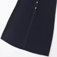 Vestido Midi De Tejido Para Mujer TRZA Con Botones Y Cuello En V Manga Corta Estilo Casual Color Sólido Talla Regular - details 5