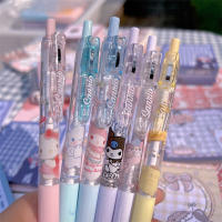 Sanrio Gel Pen 12Pcs Kawaii Hello Kitty Fresa Cinnamoroll Kuromi Melody Estación De Trabajo Estudiantes Bolígrafo 0.5 Negro Exam Pen - details 8