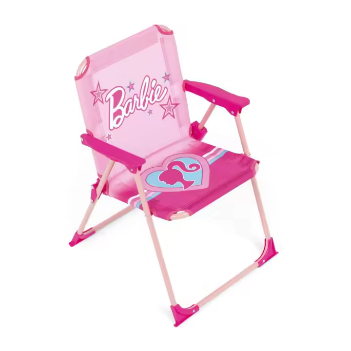 Arditex - Silla plegable infantil con dibujo BARBIE, LILO & STITCH, y reposabrazos con medidas de 32x38x53cm apto para uso de exteriores o playa - 1