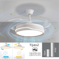 Ventilador de techo con luz de 84 W, ultra silencioso, invisible, con mando a distancia y aspas retráctiles, función verano-invierno, mando integrado blanco nieve Clase energética F iotostark-LEDUNI - details 2
