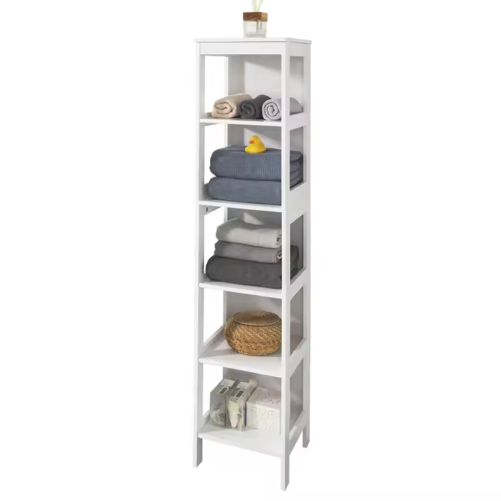 SoBuy BZR14-W Estantería de Baño con 5 Estantes (LxPxH) 30 x 30 x 139 cm Blanco ES - 1