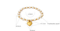 Encanto Pulseras elegantes de perlas de agua dulce para mujer, brazalete de acero inoxidable con dije romántico de corazón de amor, el mejor regalo para mujer exagerado para mujer, Gargantilla de cuentas de perlas a la moda Punk Vintage para fiesta - details 2