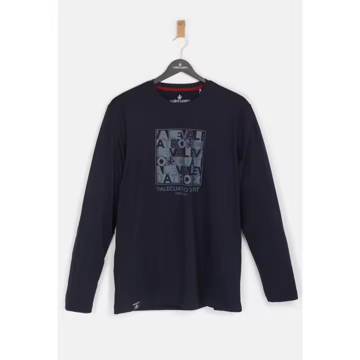 Camiseta manga larga print Valecuatro azul marino - 1