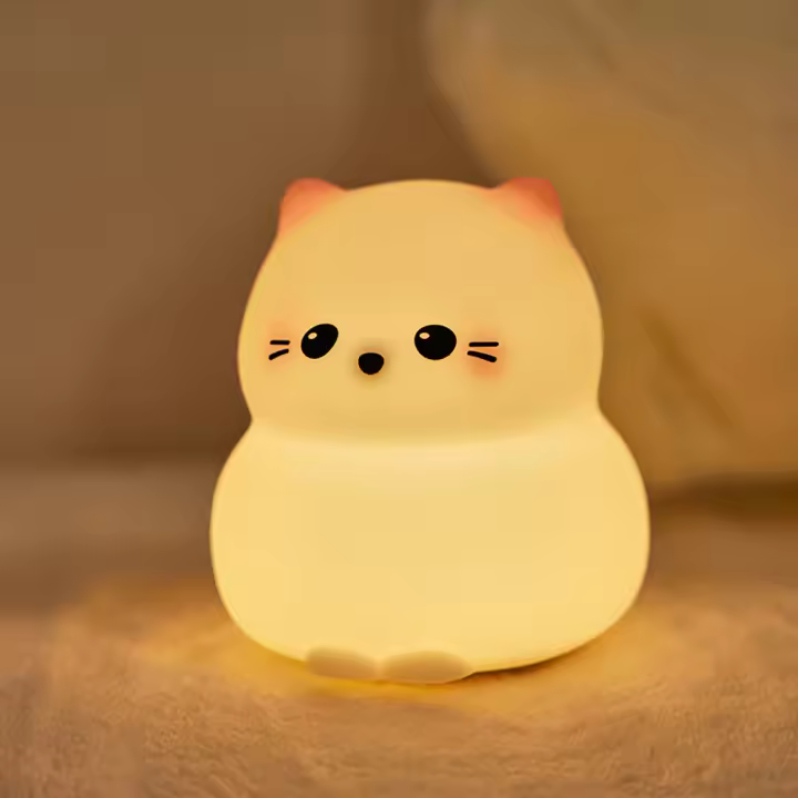 Luz Nocturna De Gato De Silicona Lindo Dimmer Recargable Para Decoración De Habitaciones De Niños Luz Táctil Sin Cable Para Dormitorio Infantil - 1