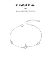 Pulsera De Mariposa Original WOSTU En Plata De Ley 925 Con Cadena De Zirconia Ajustable Para Mujer Joyería CQB197 - details 0
