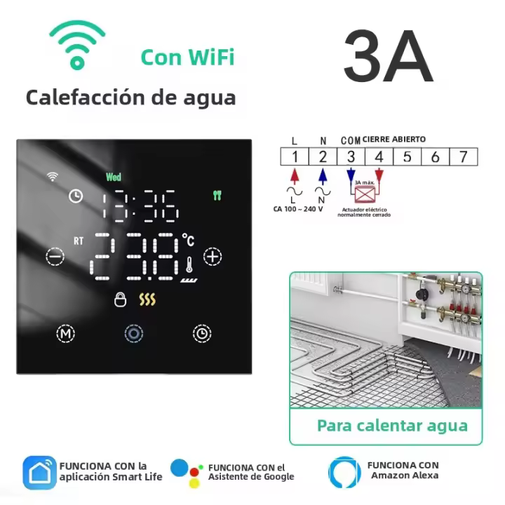 Termostato Inteligente WiFi Tuya Control Remoto De Temperatura Para Calefacción Eléctrica Piso Agua/Gas Boilero Compatible Con Yandex Google Home Alexa - 1