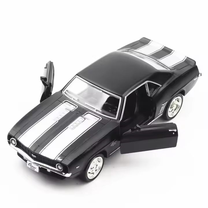 Modelo De Coche De Metal Chevelle SS Camaro 1969 En Escala 1:36 Color Mate Negro Para Coleccionistas Y Juguetes A318 - 1