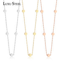 Collar De Moneda Redonda LUXUSTEEL Para Mujer En Acero Inoxidable Color Oro 35cm+5cm Collar De Choker Joyería De Fiesta - details 1