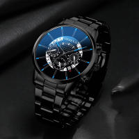 Reloj De Negocios Para Hombre 2PCS Moda Acero Inoxidable Cuarzo Analógico Pulsera De Cuero Conjunto Reloj Hombre (Sin Caja) - details 3