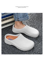 Zapatillas De Verano Para Hombre Con Capa De Dedo Antideslizantes Impermeables Cómodas Y Transpirables Sandalias Planas De Trabajo En Color Sólido Para Cocinero - details 13