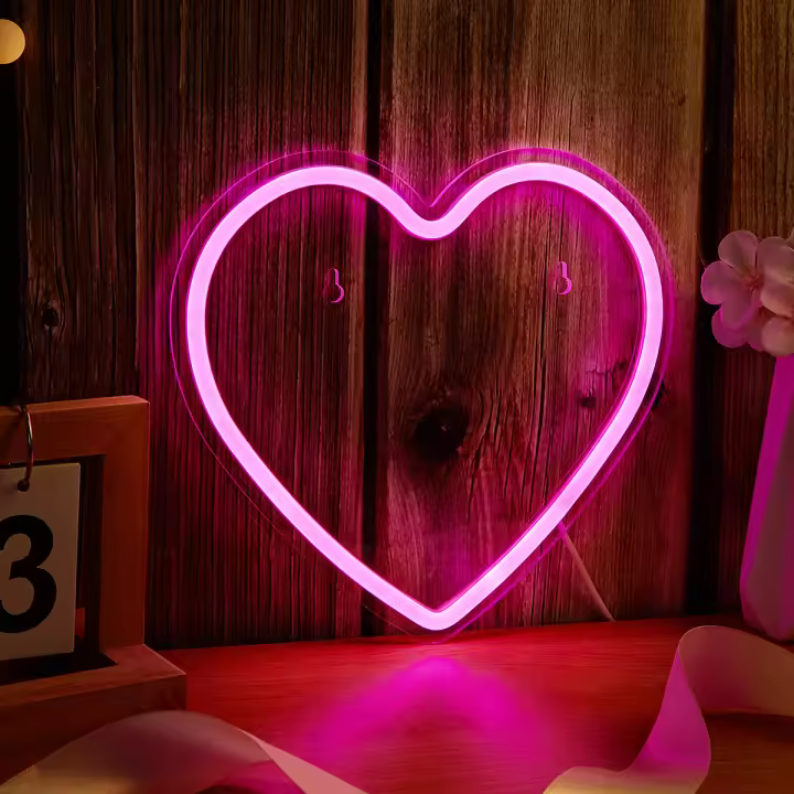 Luces Neón LED Chi-buy Corazón Potenciado Por USB Luz Nocturna 3D Para Decoración De Pared Habitación Juego Dormitorio Sala - 1