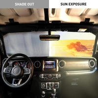 Sunshade Para Parabrisas De Jeep Wrangler JK JL TJ JKU JL JLU & Gladiator JT 2007-2024 Escudo De Calor Visera Solar De Material Plateado Delgada No Eléctrica - details 2