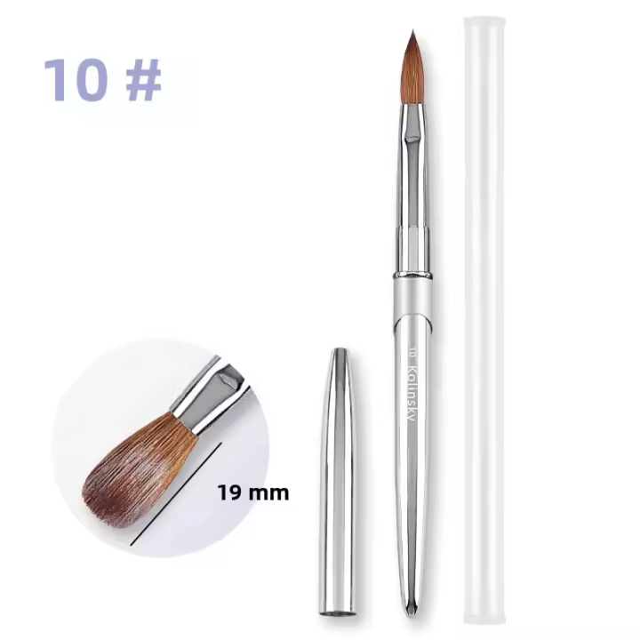 Cepillo De Uñas Puro Kolinsky 100% Con Mango De Metal Para Gel UV Y Extensión De Uñas Cepillo De Manicura Para Pintura Y Dibujo - 1