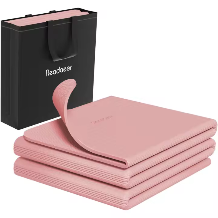 Esterilla de yoga plegable para viajes, esterilla de yoga plegable, 6 mm de grosor, con bolsa de transporte, esterilla de pilates de ejercicio TPE antideslizante para 183 cm de largo x 61 cm de ancho - 1