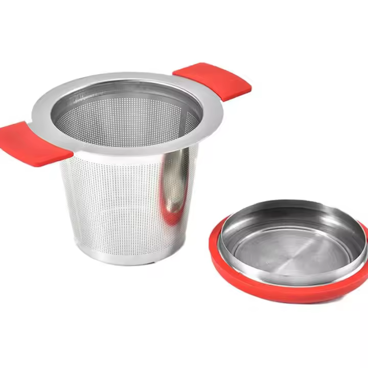 Filtro de Té VIER de Acero Inoxidable con Malla Fina y Asas de Silicona - 1