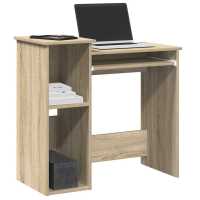vidaXL Escritorio con estantes contrachapada hormigón 84x40x78 cm en color Gris hormigón/Madera antigua/Negro y más | estructura resistente ideal para salón dormitorio o estudio - details 5