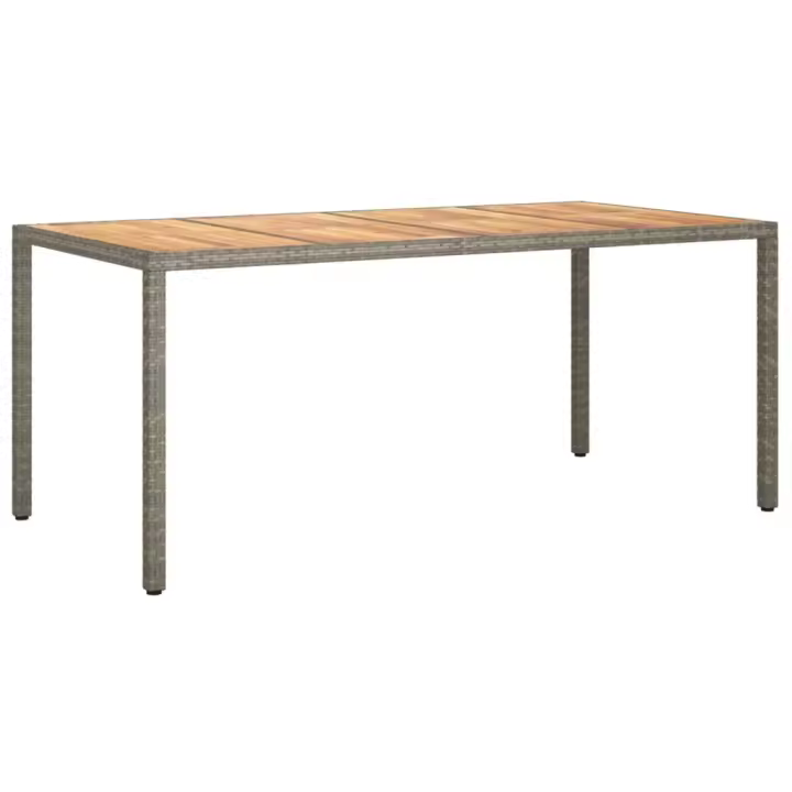 Mesa de Jardín Madera Acacia sintético gris 190x90x75 cm - 1