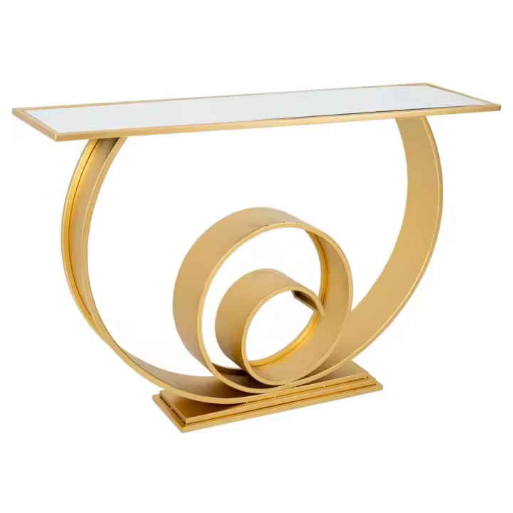 WANDERLUST DECO Recibidor consola de metal dorado con Espejo 120x33x80h cm - 1