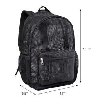Mochila De Red Sencilla Para Viajes Al Aire Libre Y Playa Estilo Trendy Para Estudiantes Con Costuras De Denim Y Lining De Poliéster - details 1