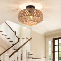 Luz De Techo Bohemia Hecha a Mano En Rattan Con Encanto Rustico Farmhouse Montaje Fácil No Incluye Bombilla - details 7