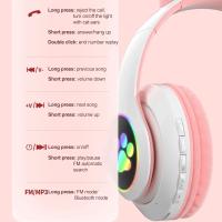 Auriculares Bluetooth 5.0 Con Lámpara De Flash Y Orejas De Gato Para Niñas Soporte TF Card Micrófono Inalámbricos Regalo De Cumpleaños - details 7