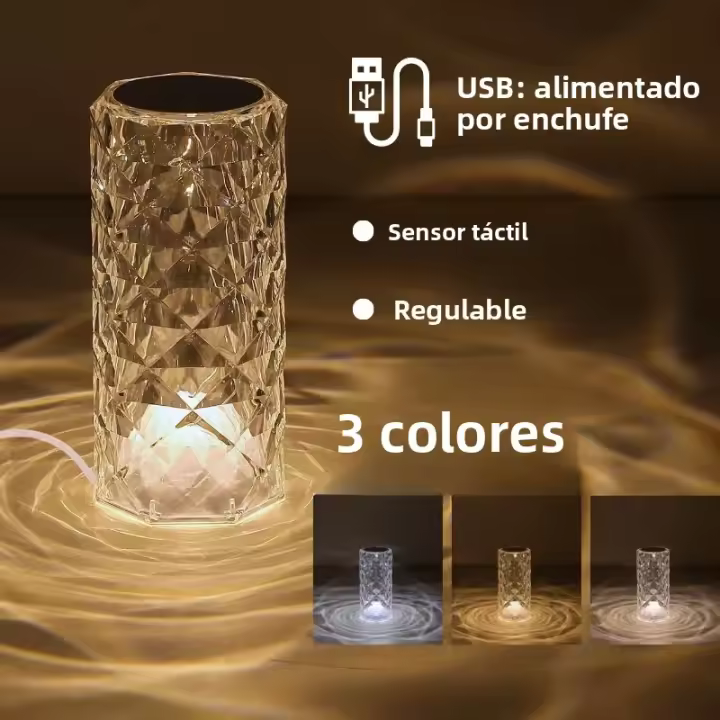 Lámpara De Mesa Recargable Con 16 Colores RGB LED Tocador De Cristal Toque Cambio De Color Para Decoración De Navidad Y Dormitorio - 1