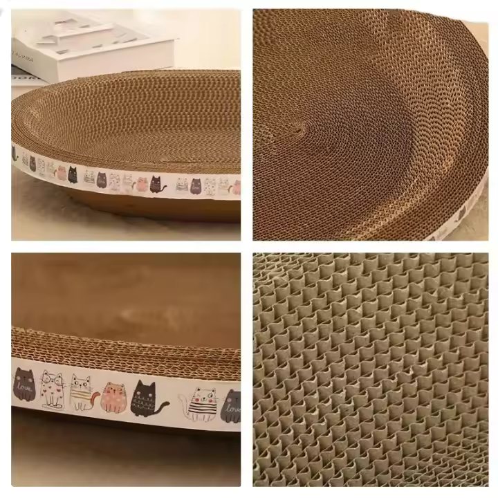 Juguete De Afilado Para Gatos Corrugado Y Redondo/Ovalado Rascador De Madera De Pino Resistente Al Desgaste Accesorio De Sillín Para Gatos - 1